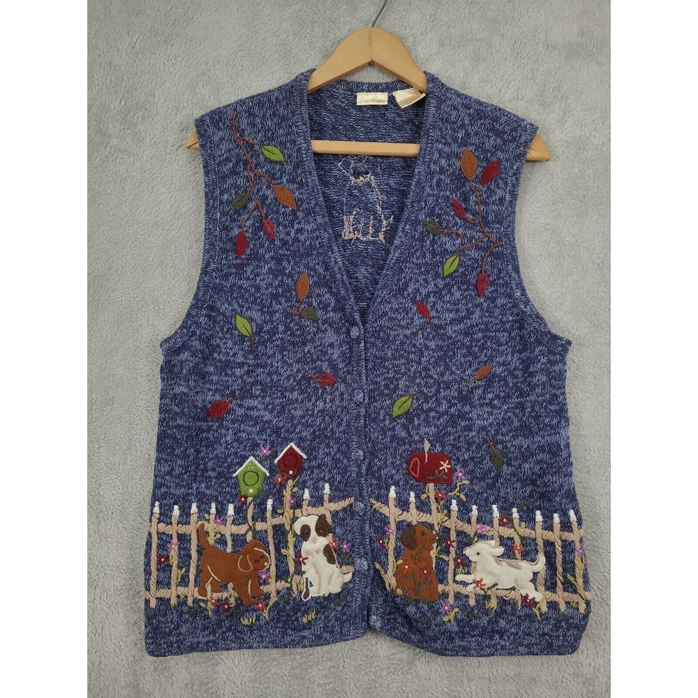 Bobbie Brooks‎ Embroidered Applique Dogs Puppies Sweater Vest  Size 18W 20W